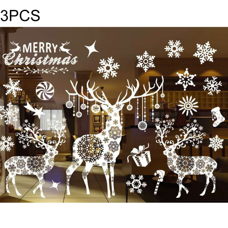 3 PCS Christmas Decoration Snow Flakes Window Stickers Wall Stickers Removable, Random Style Delivery, Size: 55*38cm