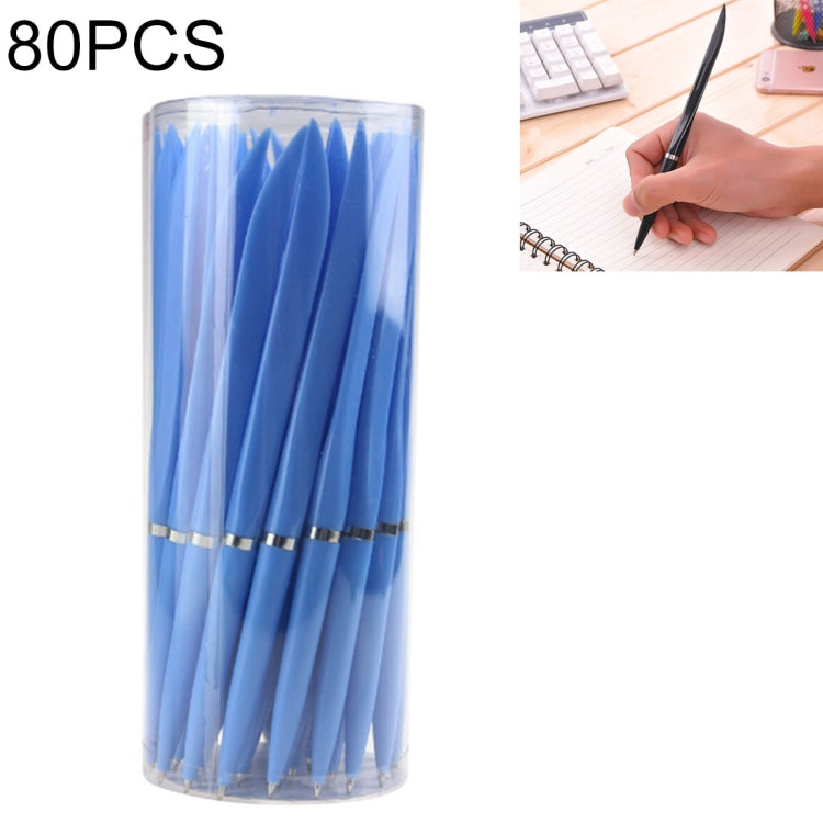 80 PCS 0.7mm Knife-Shaped Blue-Ink Ballpoint Pen for Express & Advertising & Office