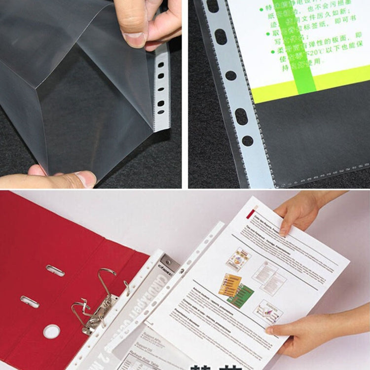 2 Packs Office Transparent 11 Holes A4 File Bag Loose-leaf File Protector, about 100 PCS / Pack