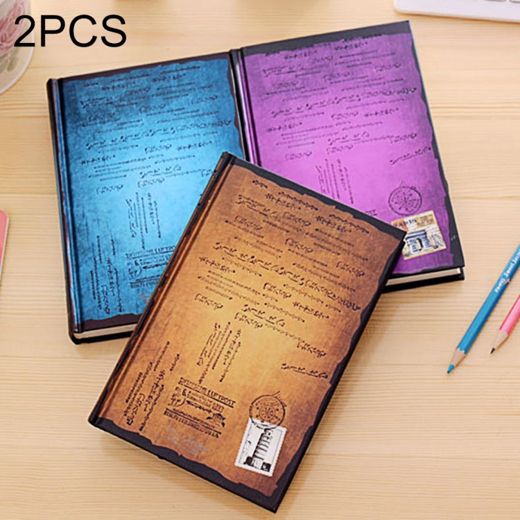 2 PCS Retro Hardback Perfect Binding Notebook Diary Book, Random Color Delivery