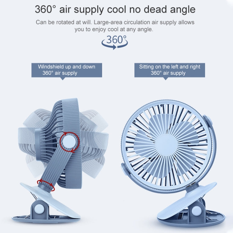 WT-F15 Clamp Dual-use 1200mAh 360 Degrees Rotation Mini Wireless USB Portable Fan with 3 Speed Control