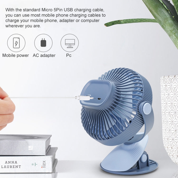 WT-F15 Clamp Dual-use 1200mAh 360 Degrees Rotation Mini Wireless USB Portable Fan with 3 Speed Control
