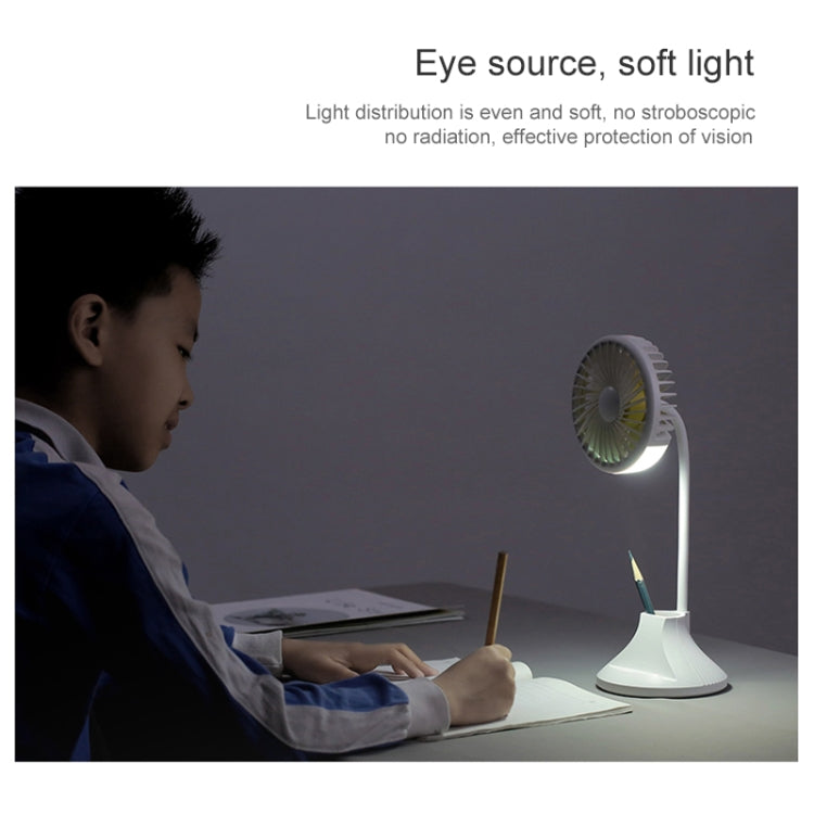 WT-D8 2000mAh 360 Degree Rotation Mini Portable Light Fan with 3 Speed Control& Phone / Pen Holder