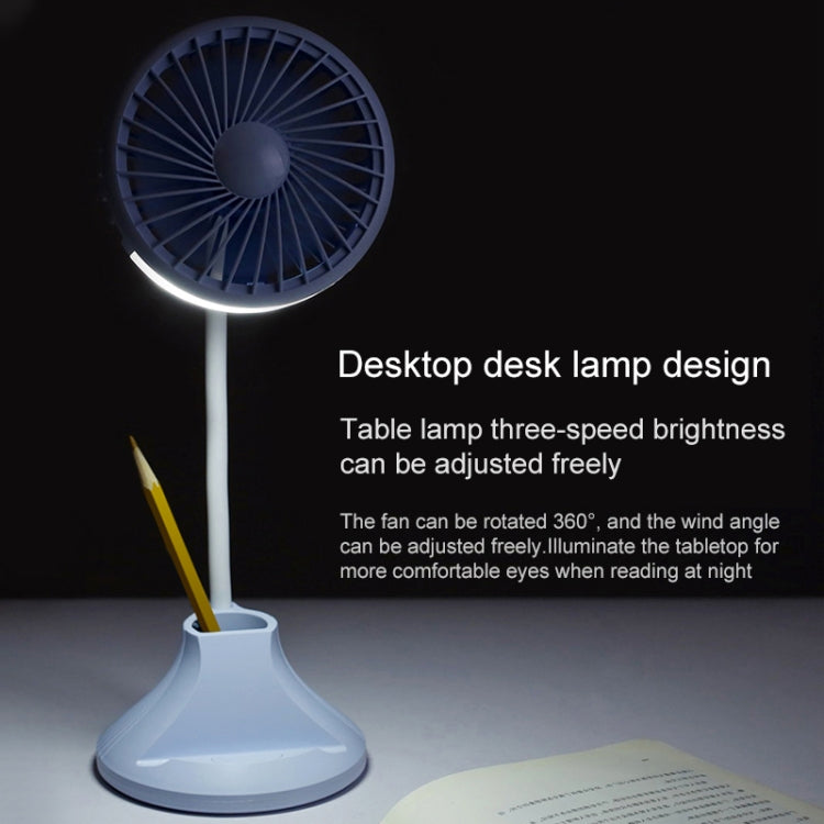 WT-D8 2000mAh 360 Degree Rotation Mini Portable Light Fan with 3 Speed Control& Phone / Pen Holder