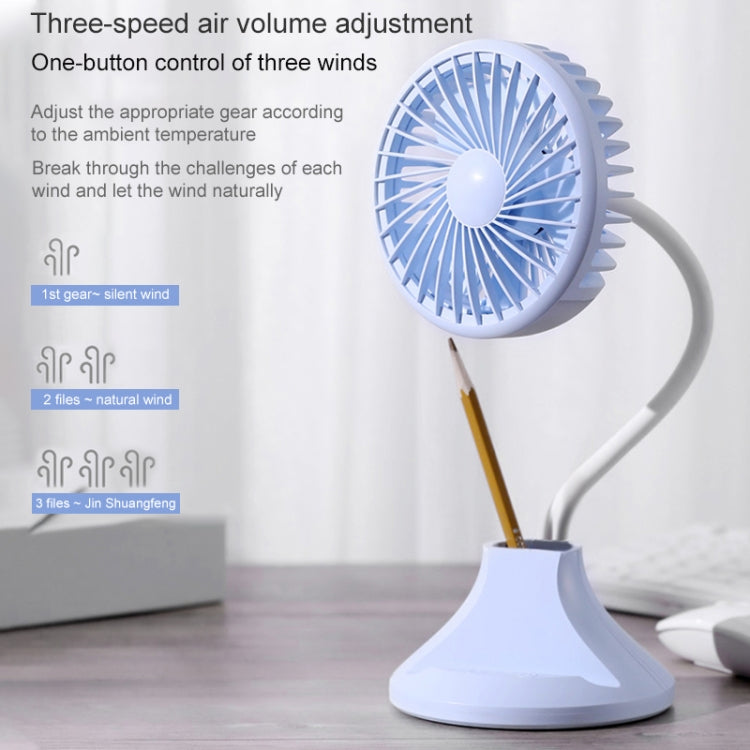 WT-D8 2000mAh 360 Degree Rotation Mini Portable Light Fan with 3 Speed Control& Phone / Pen Holder
