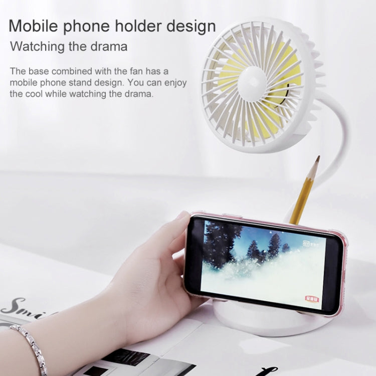 WT-D8 2000mAh 360 Degree Rotation Mini Portable Light Fan with 3 Speed Control& Phone / Pen Holder