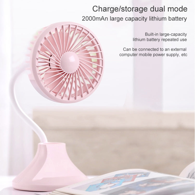 WT-D8 2000mAh 360 Degree Rotation Mini Portable Light Fan with 3 Speed Control& Phone / Pen Holder