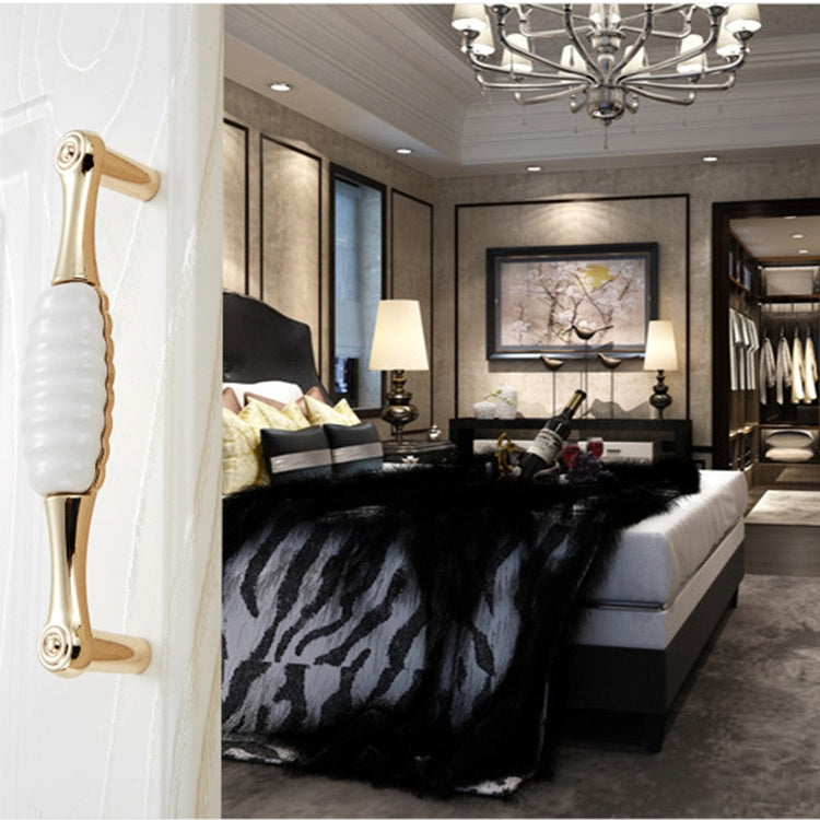 2 PCS 5002-128 Gold Imitated Zinc Alloy Ceramic Handle for Cabinet Wardrobe Drawer Door, Hole Spacing: 128mm