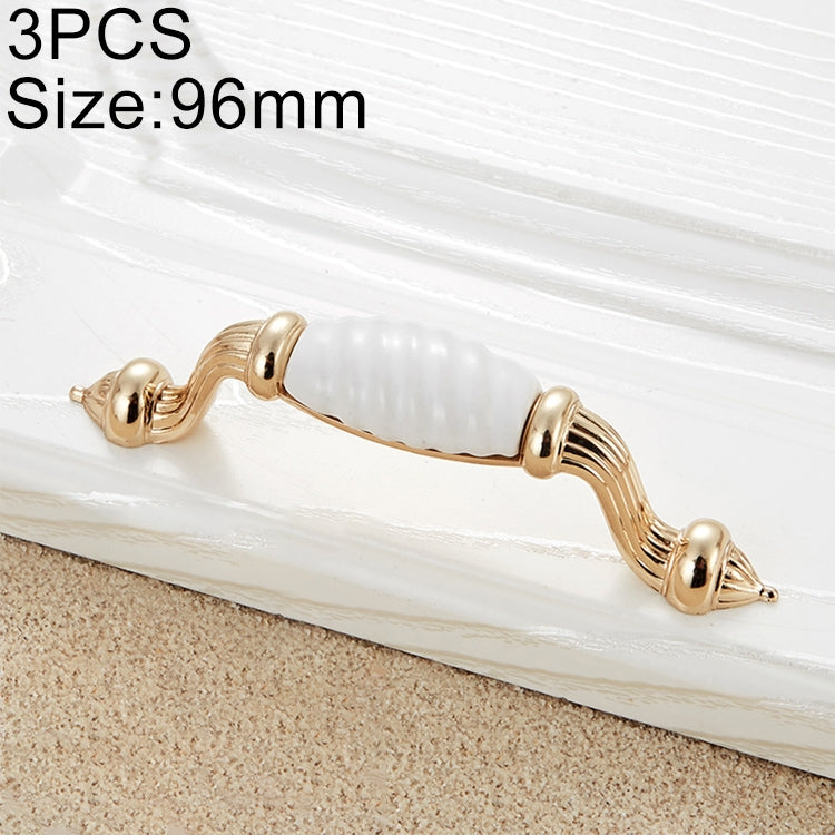 3 PCS 5003-96 Gold Imitated Zinc Alloy Ceramic Handle for Cabinet Wardrobe Drawer Door, Hole Spacing: 96mm