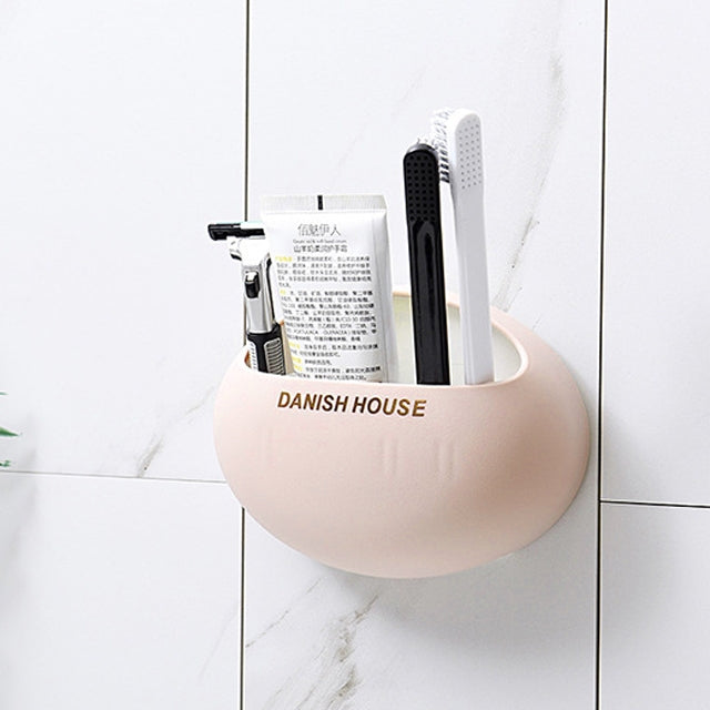 Wall Hanging Traceless Sucker Toothbrush Holder Multifunction Bathroom Storage Shelf