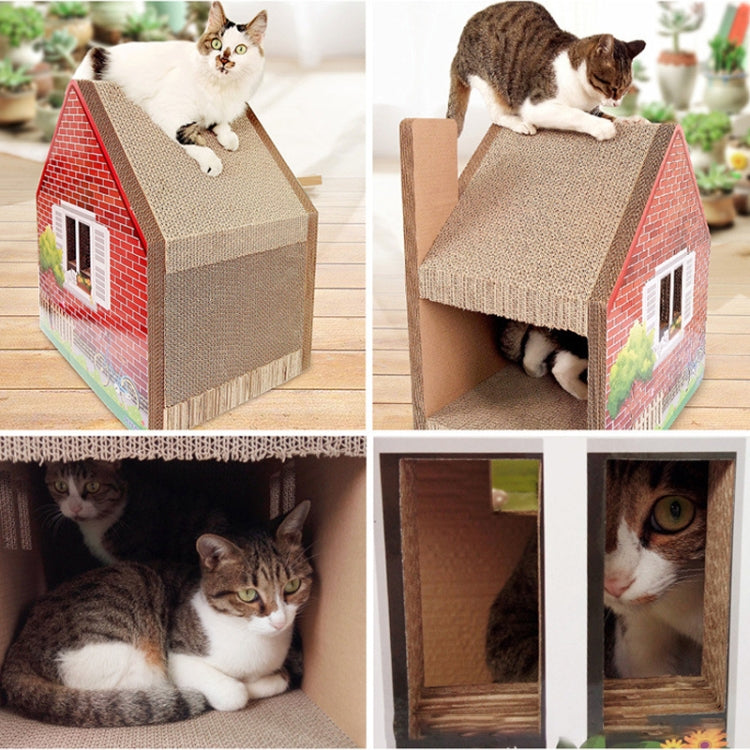 CP-187 Chimney House Shaped Cat Litter Corrugated Paper Cat Scratch Board Grinding Claw Toy
