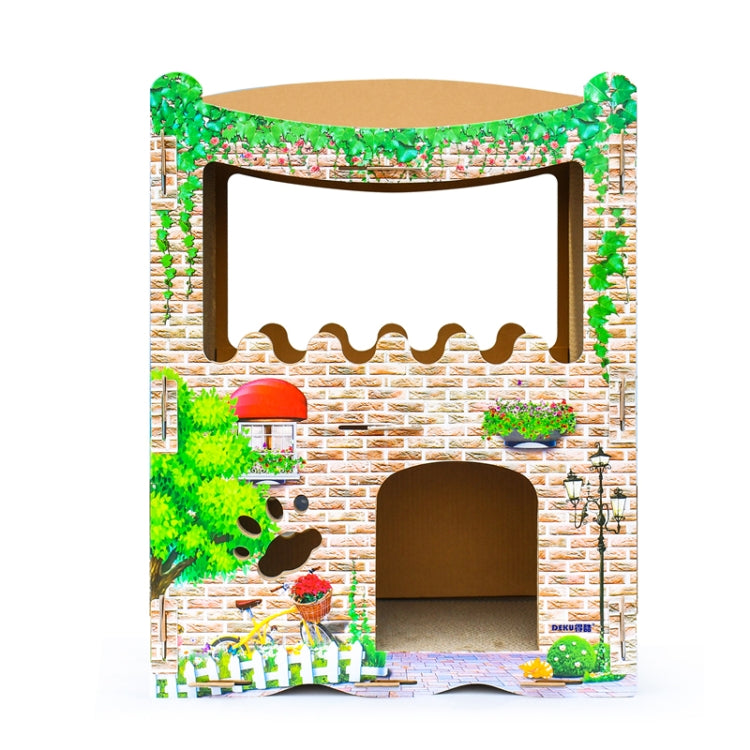 CP-252 Printed Cat Western-style House Corrugated Paper Cat Scratch Board Cat Litter Grinding Claw Toy