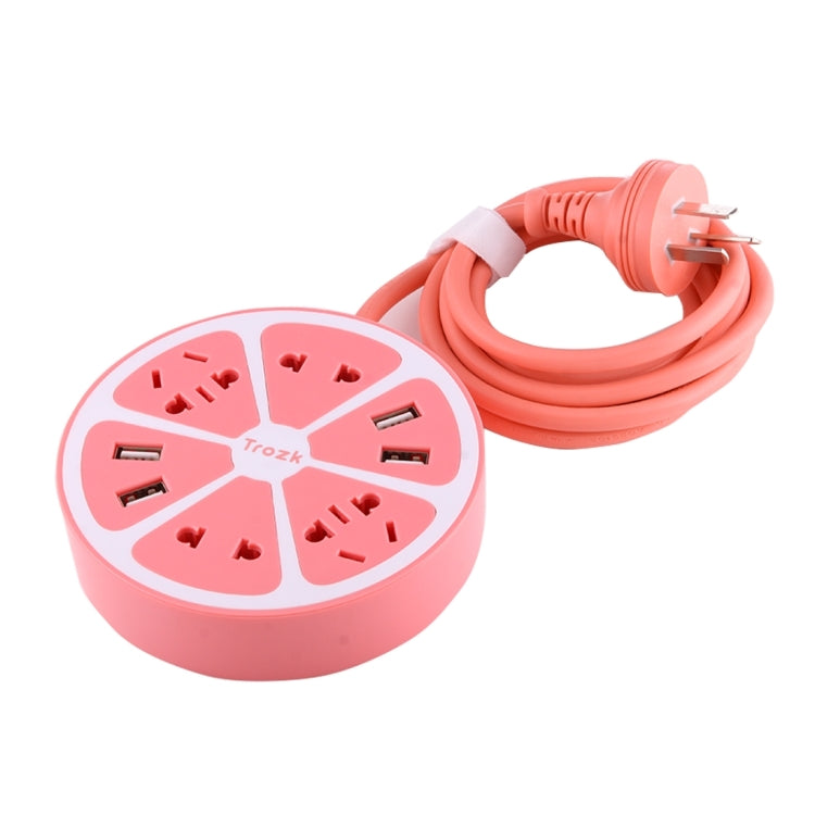 TROZK-UZ001 Universal Circular Shape Power Socket Adapter Converter with 4 US / AU / EU Plug Supply Hubs & 4A Four USB Ports , AU Plug