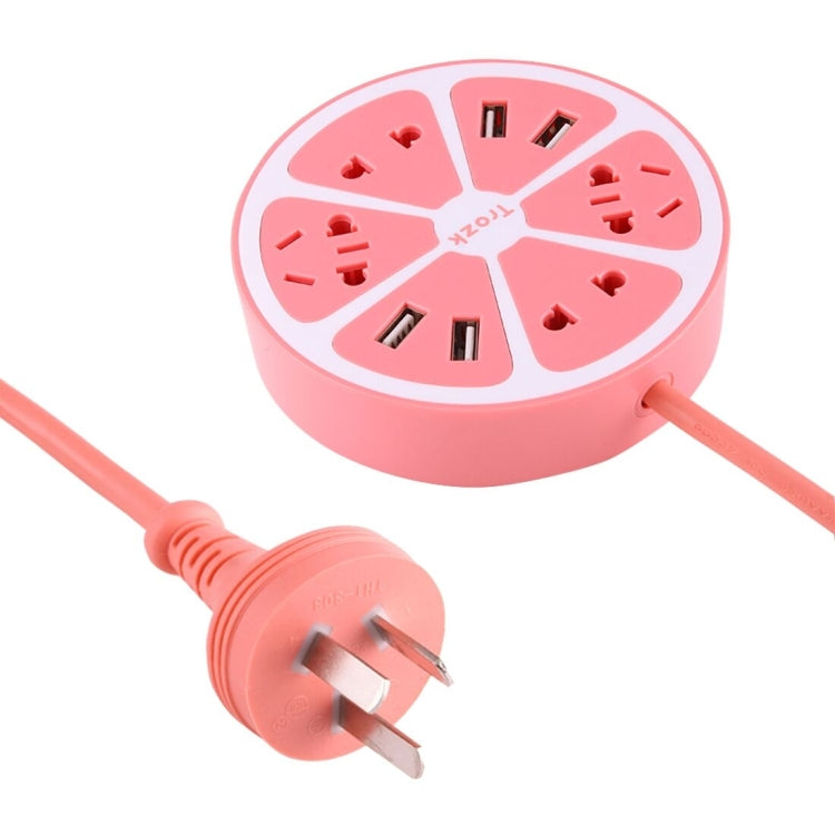 TROZK-UZ001 Universal Circular Shape Power Socket Adapter Converter with 4 US / AU / EU Plug Supply Hubs & 4A Four USB Ports , AU Plug