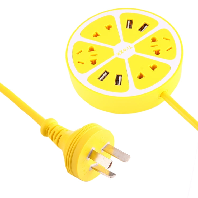 TROZK-UZ001 Universal Circular Shape Power Socket Adapter Converter with 4 US / AU / EU Plug Supply Hubs & 4A Four USB Ports , AU Plug