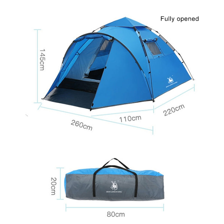 HUILINGYANG Outdoor Automatic Double-layer Rainproof One-bedroom One-bedroom Family Self-driving Camping Tent, Size: (260+110)x220x145cm