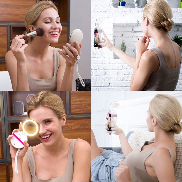 RK26S Sea Shell Design Portable Mini Makeup Mirror Beauty Selfie Light Selfie Clip Flash Fill Light Power Bank(Beige)