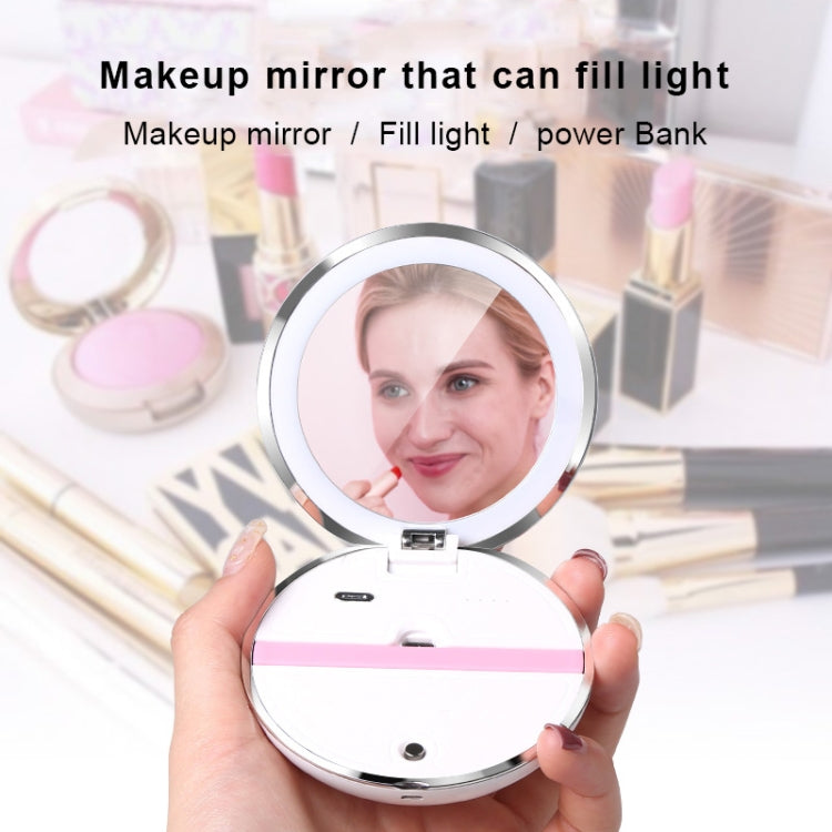 RK26S Sea Shell Design Portable Mini Makeup Mirror Beauty Selfie Light Selfie Clip Flash Fill Light Power Bank(Beige)