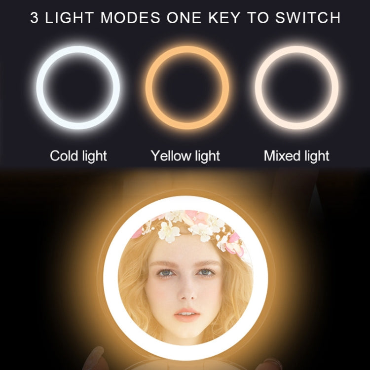RK26S Sea Shell Design Portable Mini Makeup Mirror Beauty Selfie Light Selfie Clip Flash Fill Light Power Bank(Beige)