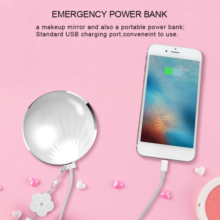 RK26S Sea Shell Design Portable Mini Makeup Mirror Beauty Selfie Light Selfie Clip Flash Fill Light Power Bank(Beige)