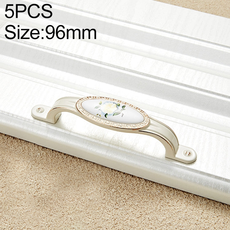 5 PCS 5008-96 Ivory White White Peony Cabinet Drawer Zinc Alloy Ivory White Jade Handle
