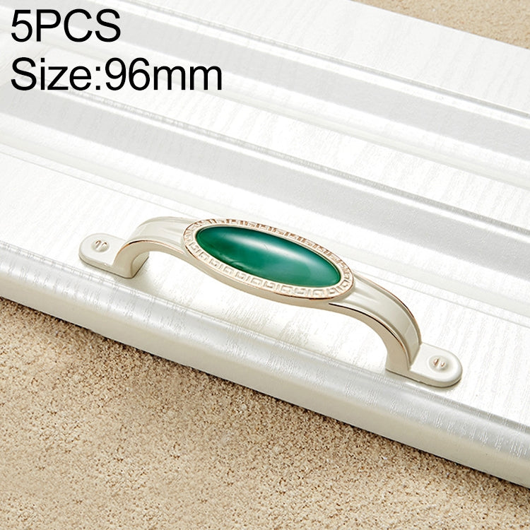 5 PCS 5008-96 Ivory White Emerald Jade Cabinet Drawer Zinc Alloy Ivory White Jade Handle