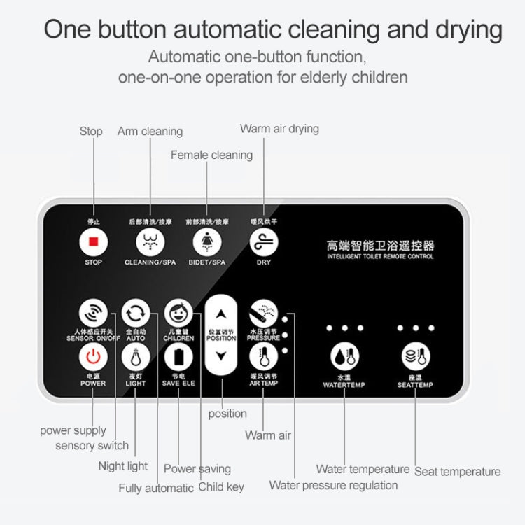ZMJH Household Bathroom Electric Remote Control Automatic Cleaning Heating Intelligent Bidet Toilet Cover, Standard Version