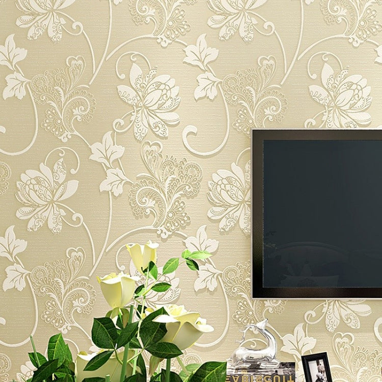 European Pastoral Stereo 3D Embossed Non-woven Wallpaper Bedroom Living Room Background Wallpaper, Size: 10m x 0.53m