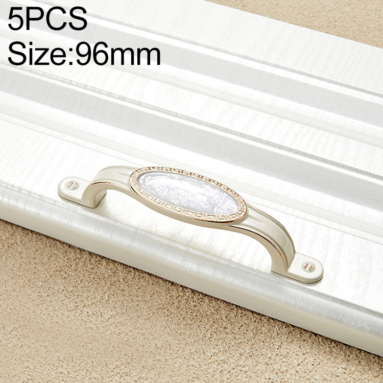 5 PCS 5008-96 Ivory White Pearlescent Jade Cabinet Drawer Zinc Alloy Ivory White Jade Handle