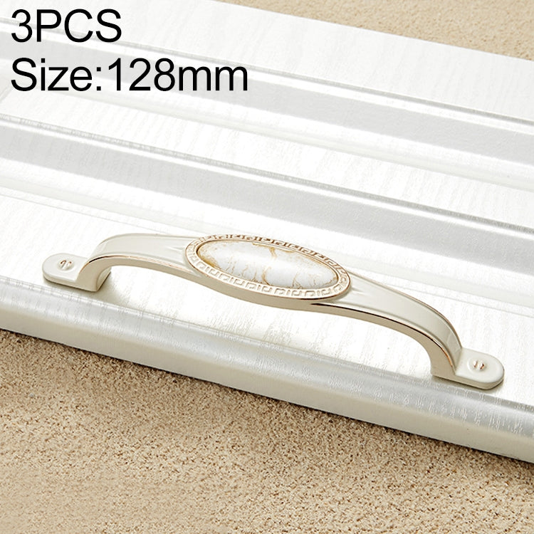 3 PCS 5008-128 Ivory White Marble Cabinet Drawer Zinc Alloy Ivory White Jade Handle