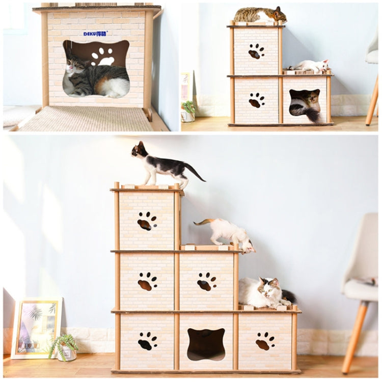 CP-205 DIY Double Stepwise Cat Litter Corrugated Paper Cat Scratch Board Grinding Claw Toy