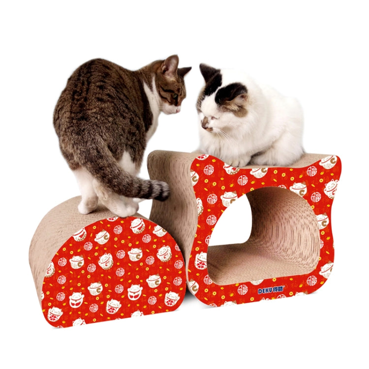 2 in 1 Celebration Cathead Corrugated Paper Cat Scratch Board Cat Grinding Claw Toy