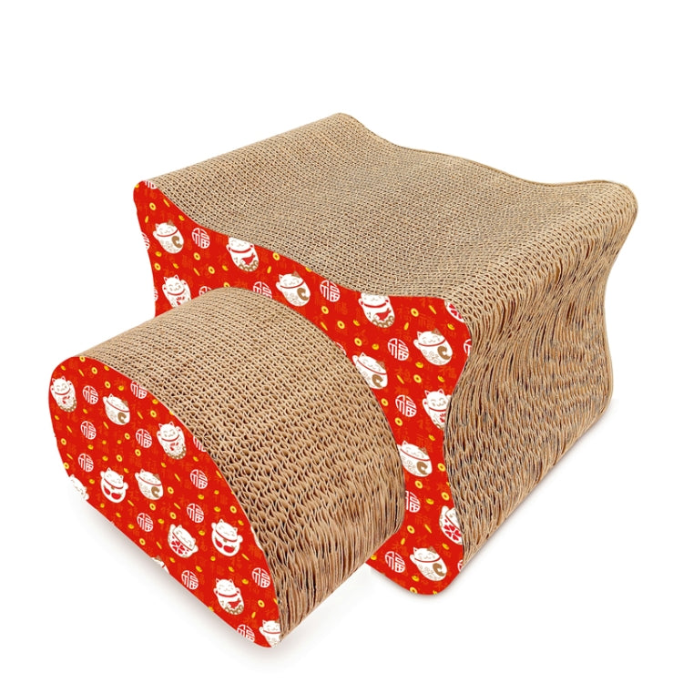 2 in 1 Celebration Cathead Corrugated Paper Cat Scratch Board Cat Grinding Claw Toy