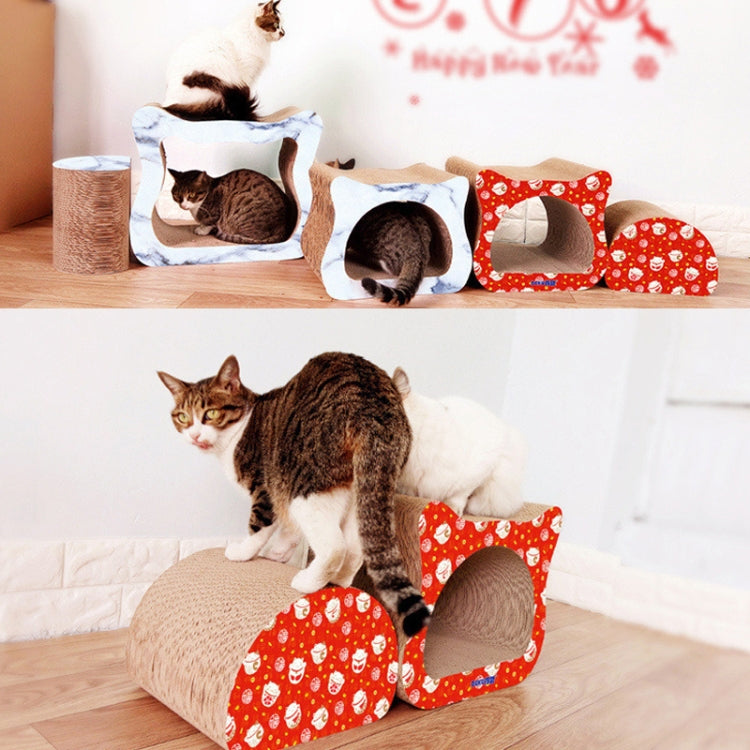 2 in 1 Celebration Cathead Corrugated Paper Cat Scratch Board Cat Grinding Claw Toy