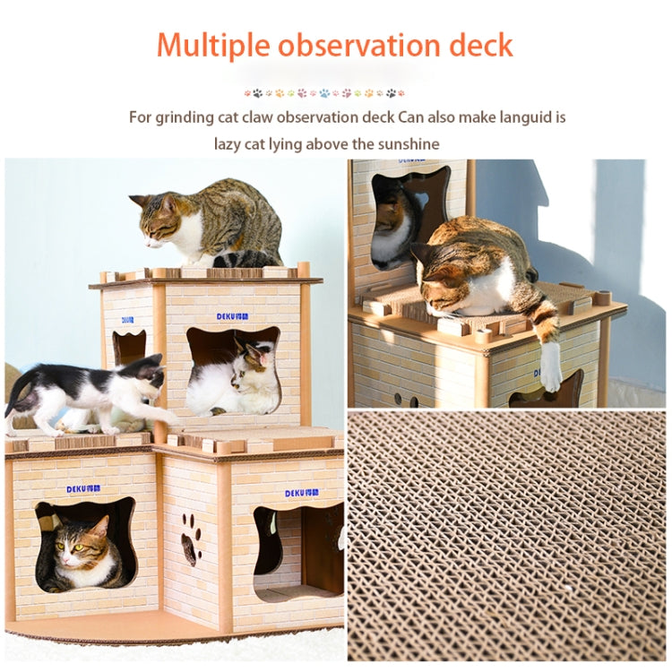 CP-178 Cat Villa Corrugated Paper Cat Scratch Board Cat Litter Grinding Claw Toy(Wood)