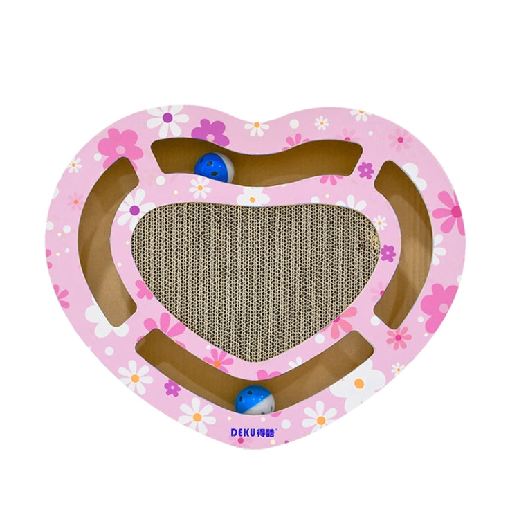 Heart Shape Turntable Cat Scratch Board Corrugated Paper Cat Litter Grinding Claw Toy with Ball