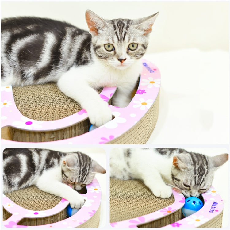 Heart Shape Turntable Cat Scratch Board Corrugated Paper Cat Litter Grinding Claw Toy with Ball