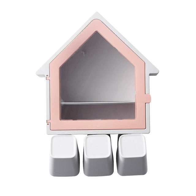 Bathroom Wall Hanging Small House Toothbrush Holder Toiletries Storage Shelf