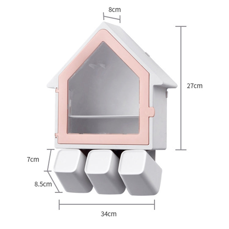 Bathroom Wall Hanging Small House Toothbrush Holder Toiletries Storage Shelf