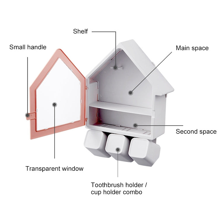 Bathroom Wall Hanging Small House Toothbrush Holder Toiletries Storage Shelf