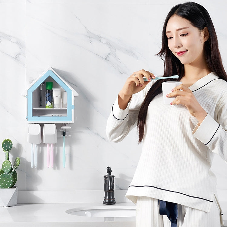 Bathroom Wall Hanging Small House Toothbrush Holder Toiletries Storage Shelf