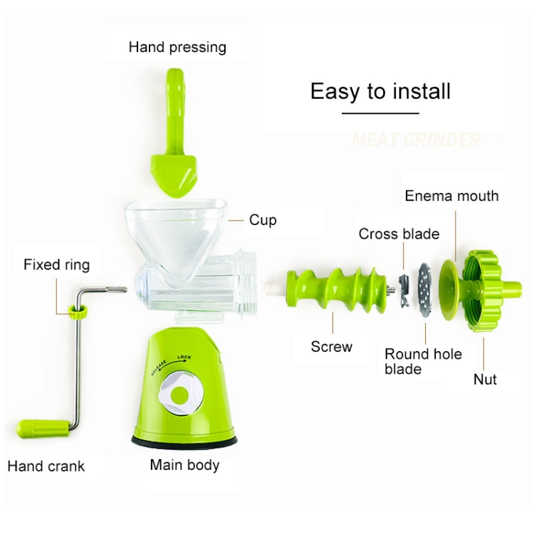 B266 Household Stainless Steel Manual Meat Grinder(Green)