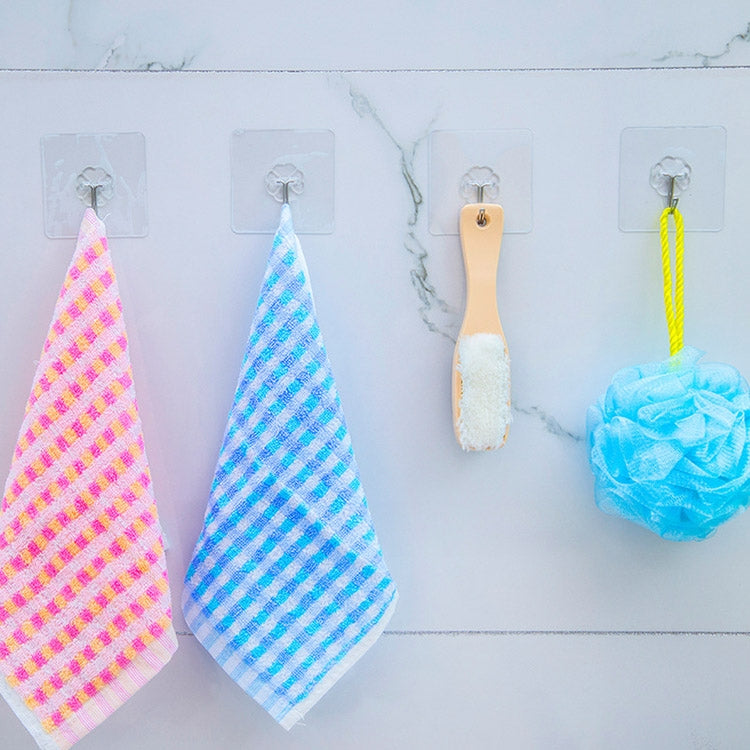 10 PCS PVC + Stainless Steel Thick Plum Shape Seamless Adhesive Hook Waterproof Transparent Strong Stick Hook Kitchen Wall Mount