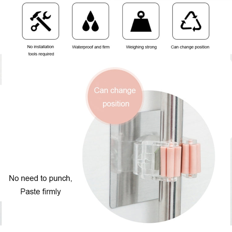 2pcs Wall-mounted Mop Storage Hooks No-stick Stick Kitchen Bathroom Brush Storage Tools