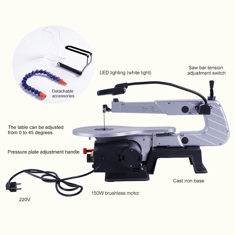 220V 150W Electric Curved Saw Saws Desktop Wire DIY Carved Machine Wire Cutting Woodworking Machine Tools, EU plug