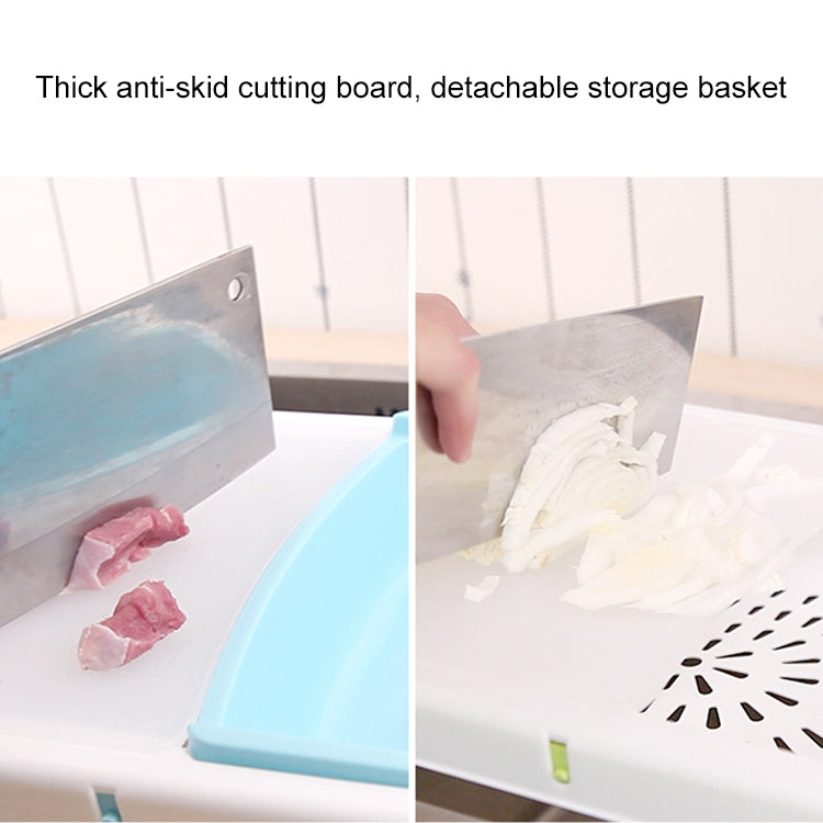 Multi-functional Plastic Cutting Board Fruit Vegetable Drain Basket(Blue)
