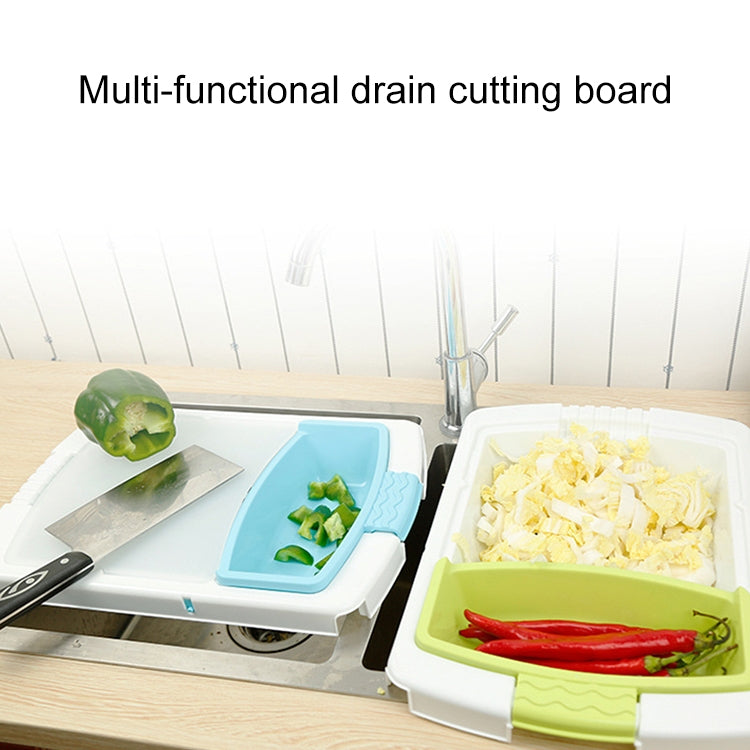 Multi-functional Plastic Cutting Board Fruit Vegetable Drain Basket(Blue)