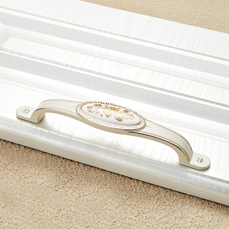 3 PCS 5008-128 Ivory White Fake Gold Flower Cabinet Drawer Zinc Alloy Ivory White Jade Handle