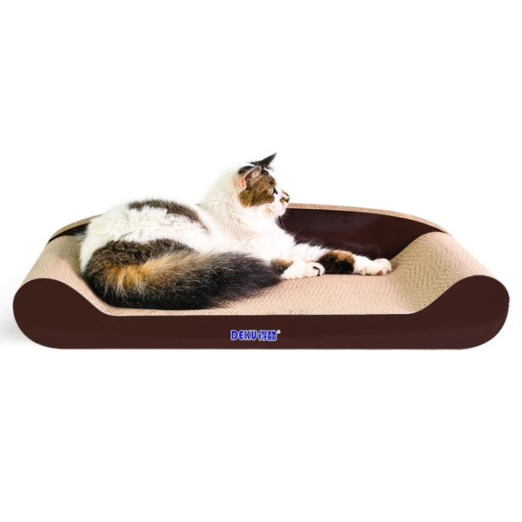Cat Sofa Corrugated Paper Cat Scratch Board Grinding Claw Toy, Size: 70x34x14cm (Coffee)
