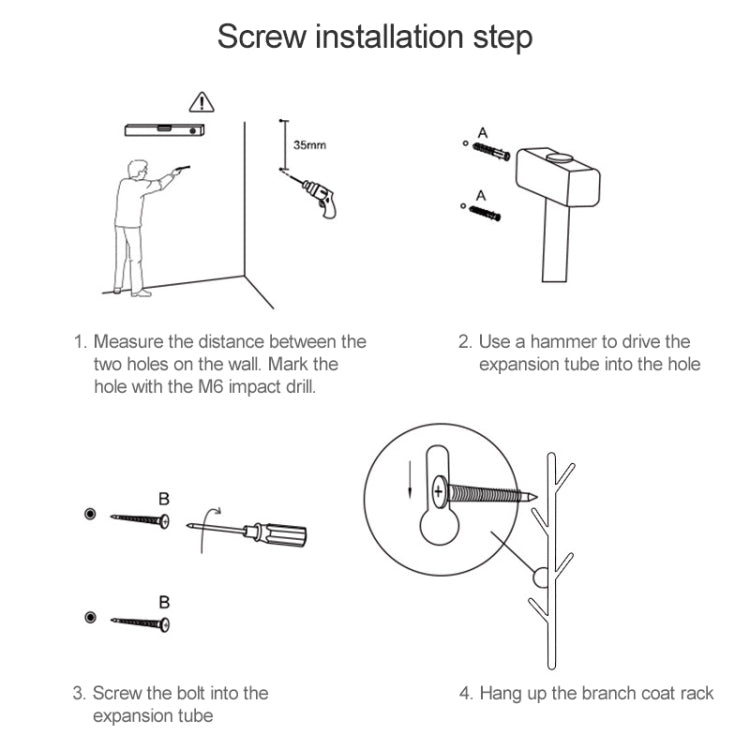 Creative Tree-shaped Solid Wood Hatstand Clothes Hanging Rack,Size: 75x3cm, Beech